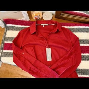 Small Red Button Down Long Sleeve